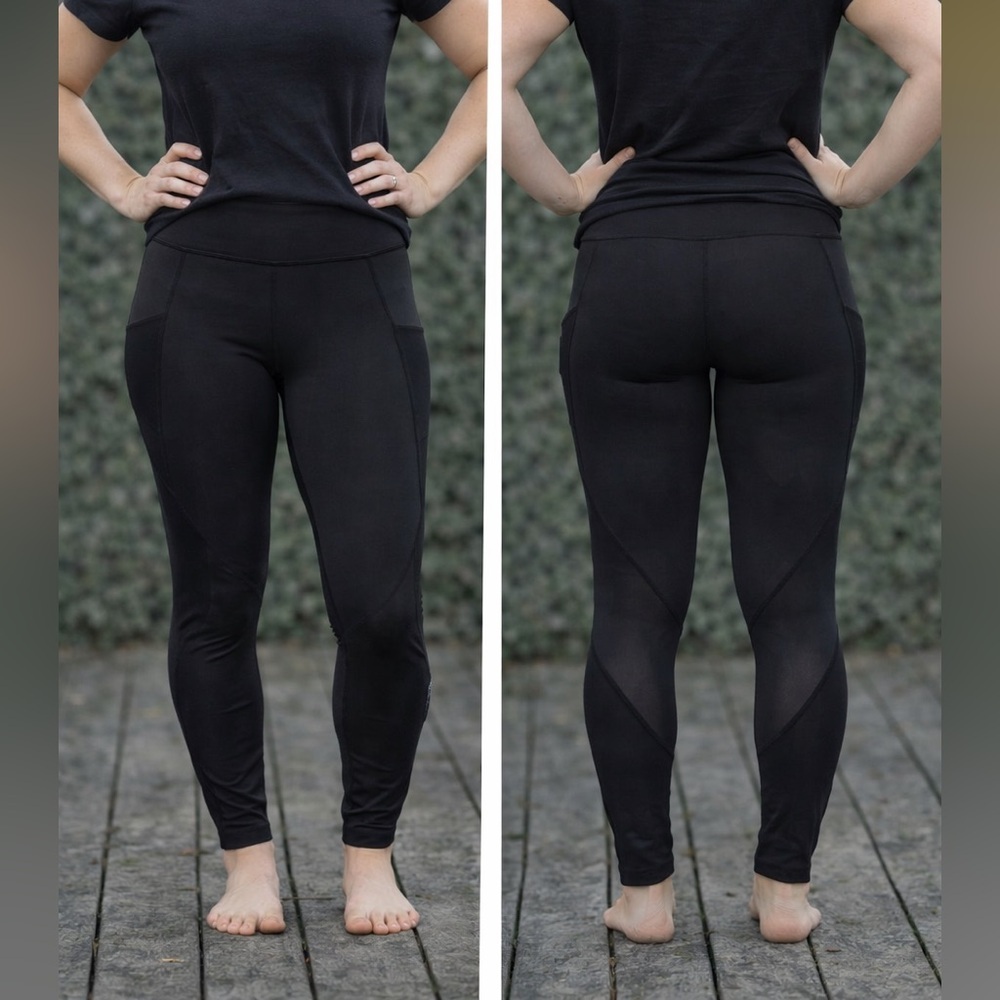 TLF Black High-Waist Mesh-Panel Leggings SMALL